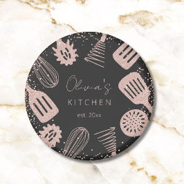 Íman Ferramentas de Cozinhar Glitter Dourado para Rosa 