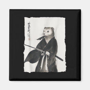 Íman Ferret Samurai Janpanese Vintage Warrior Art Anime