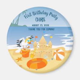 Íman Festa de aniversário de bebê divertida da praia do