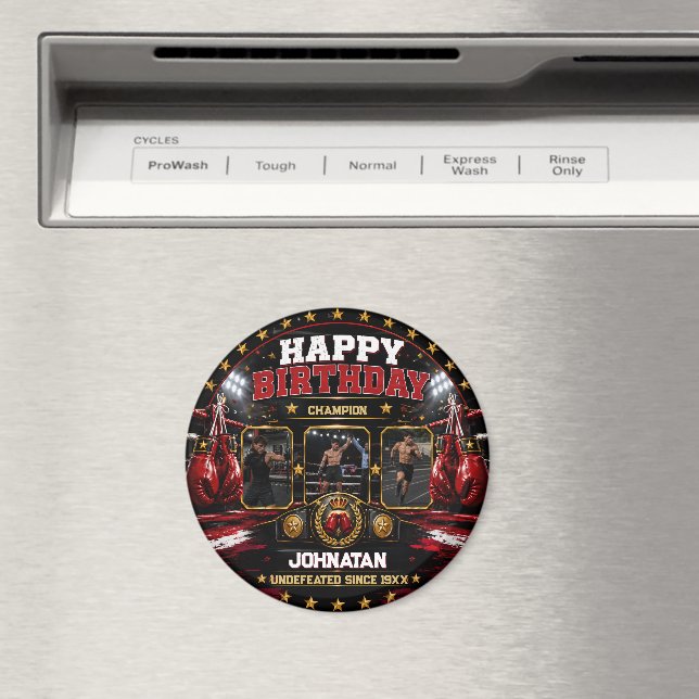 Íman Festa de Aniversário de Boxe Personalizada Foto Ca (In Situ (Dishwasher))