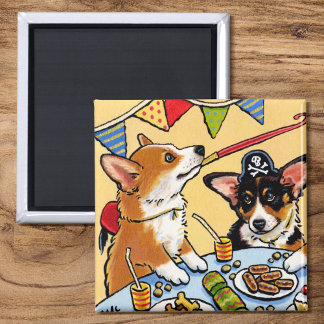 Íman Festa de aniversário de Cachorro Cachorro Corgi