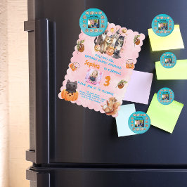 Íman Festa de Aniversário de criança de Tema de Animais