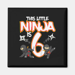 Íman Festa de Aniversário de Criança Ninja de 6 Anos Ar