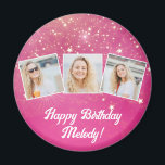 Íman Festa de aniversario de meninas de Colagem de Foto<br><div class="desc">Estilos cor-de-rosa bonito decoram estes bonitos ímãs de festa de aniversário personalizados de colagem de fotos para uma mulher,  adolescente ou garotinha que ama presentes brilhantes. presente de aniversário feliz personalizado com 3 fotografias sobre um fundo feminino rosa quente.</div>
