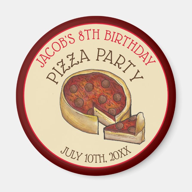 Íman Festa de aniversário De Pizza De Pepperoni Para De (Frente)