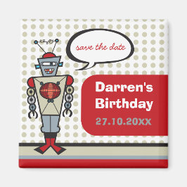 Íman Festa de aniversário de Rapazes Robô-Robô Cute