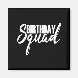Íman Festa de aniversário do esquadrão presente branco