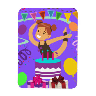 Íman Festa de Aniversário Personalizada de Ginástica