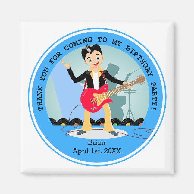 Íman Festa de aniversário Rock Star Boy (Frente)