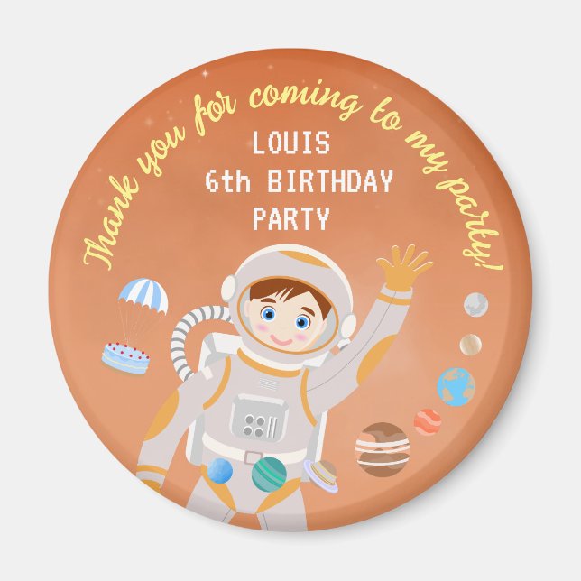 Íman Festa de aniversário temática do astronauta de Mar (Frente)