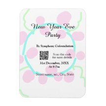Festa de Ano Novo scan QR RSVP nome rosa azul