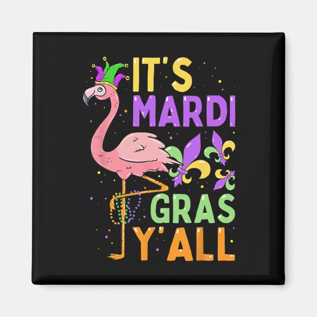 Íman Festa de Carnaval Engraçada Ideia Flamingo Mardi G (Frente)