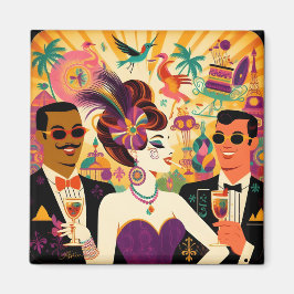 Íman Festa de Cocktail Mardi Gras Retro Meados do Sécul