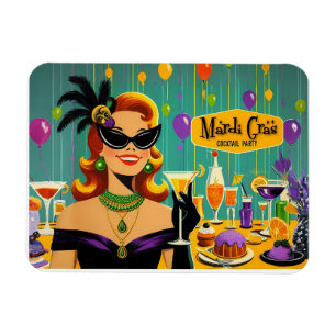 Íman Festa de Cocktail Retro Mardi Gras dos Anos 50