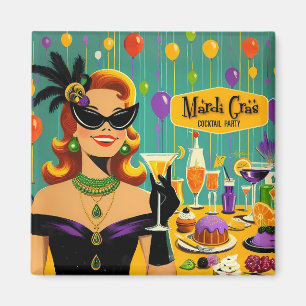 Íman Festa de Cocktail Retro Mardi Gras dos Anos 50