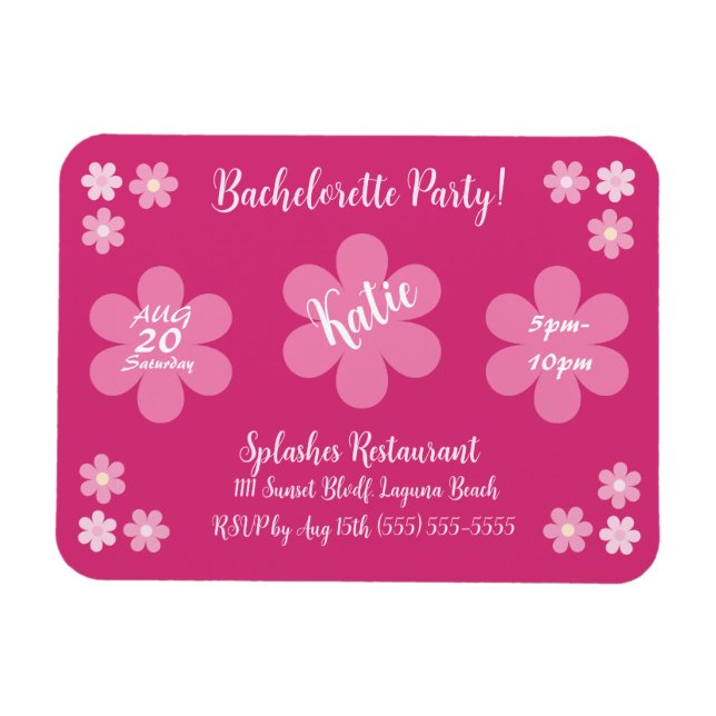 Íman Festa de Despedida de Solteira - Glam Flor Rosa- (Horizontal)