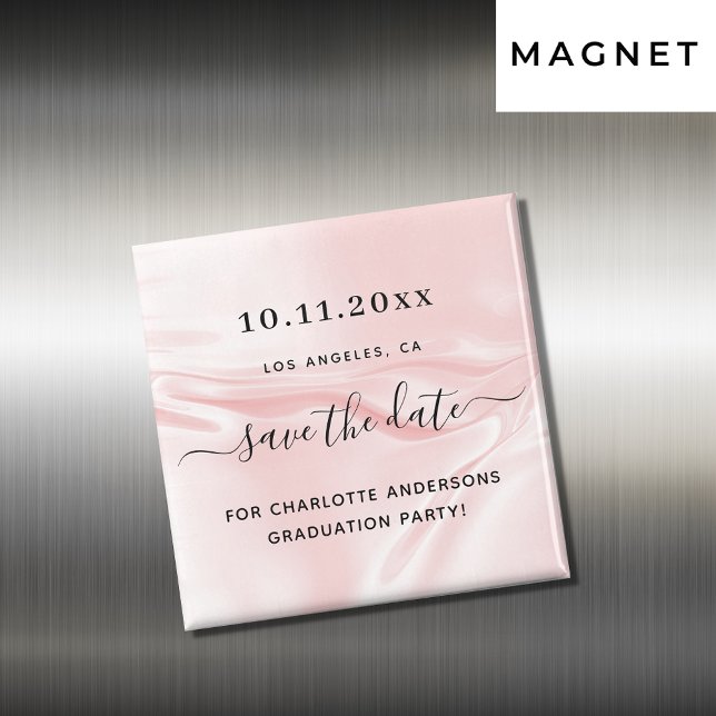 Íman Festa de formatura cor-de-rosa, guarde a data (Criador carregado)