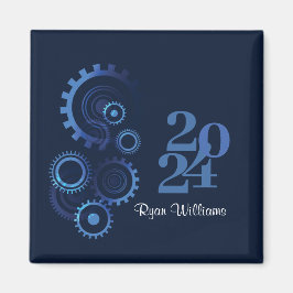 Íman Festa de formatura Mecânica Engenheiro Azul Modern