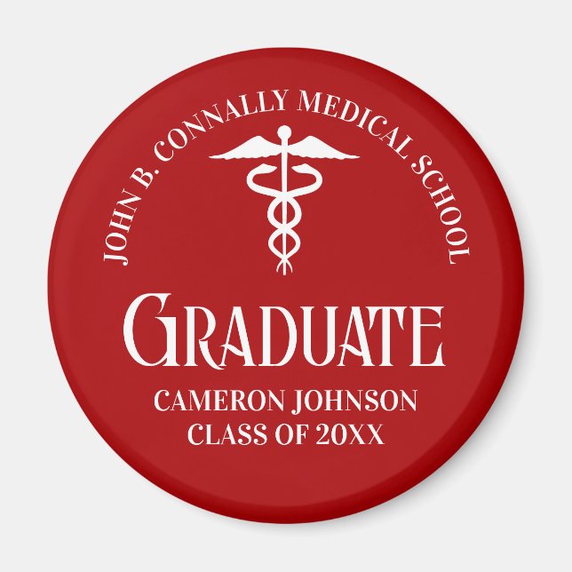 Íman Festa de Formatura Personalizada de Vermelho da Fa (Frente)