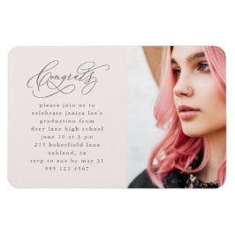 Íman Festa de formatura Rosa Fotográfica de Script Chic