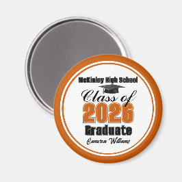 Íman Festa de Graduação Personalizada Laranja da Turma 