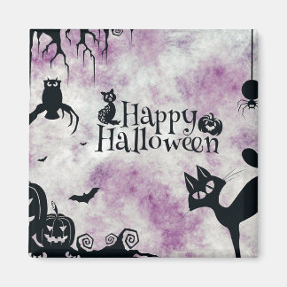 Íman Festa de Halloween Gato Preto Abóboras Más Corujas