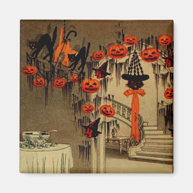 Íman Festa de Halloween Jack O Lanterna Pumpkin Black C (Frente)