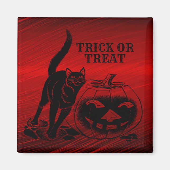 Íman Festa de Halloween Mau Black Cat Pumpkin Red Scary (Frente)
