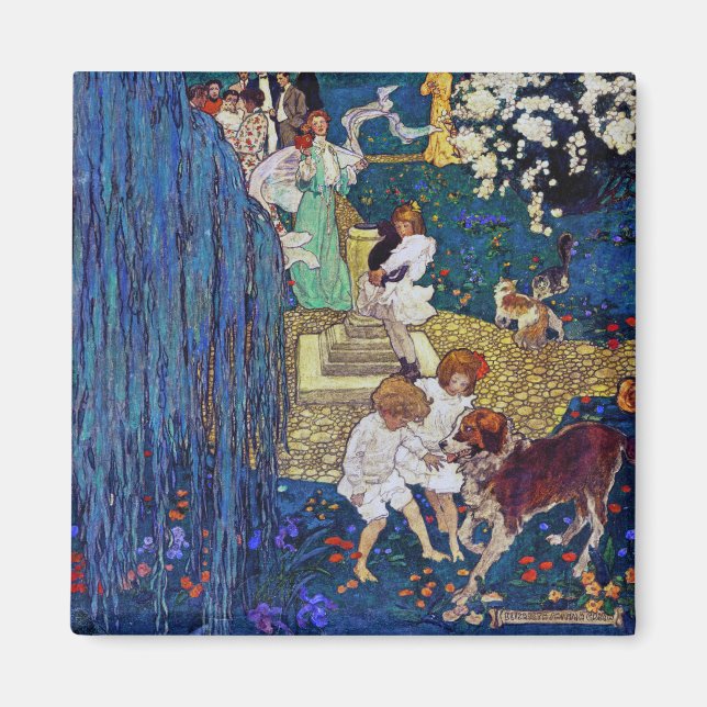 Íman Festa de Jardim com Cachorro e Gato, Jessie Willco (Frente)