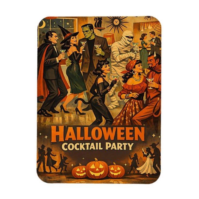 Íman Festa de Martini de Halloween Retro Meados do Sécu (Vertical)