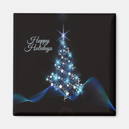Íman Festa de Natal Árvore Azul Brilhante Preto Elegant