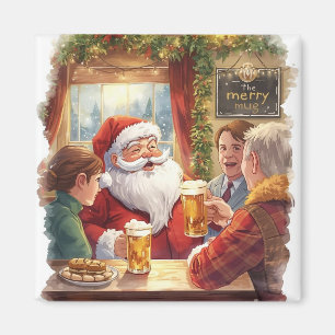 Íman Festa de Natal Britânica Papai Noel no Pub