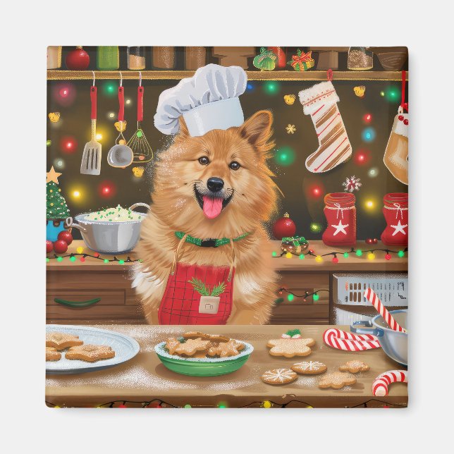 Íman Festa de Natal com Spitz Finlandês: Panificação Na (Frente)