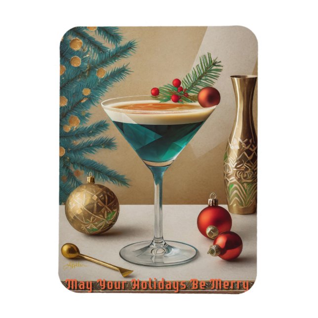 Íman Festa de Natal de Cocktail da Metade do Século Hap (Vertical)