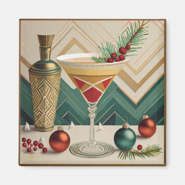 Íman Festa de Natal de Cocktail da Metade do Século Hap (Frente)