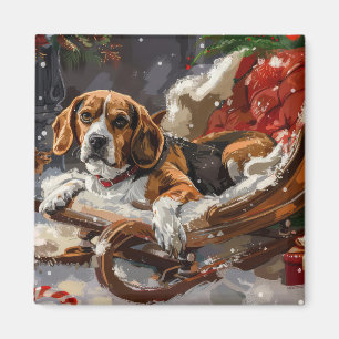 Íman Festa de Natal do Cão Beagle