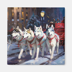 Íman Festa de Natal do Husky Siberiano