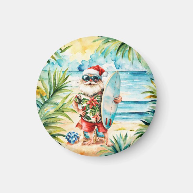 Íman Festa de Natal na Praia com Surf e Papai Noel  (Frente)