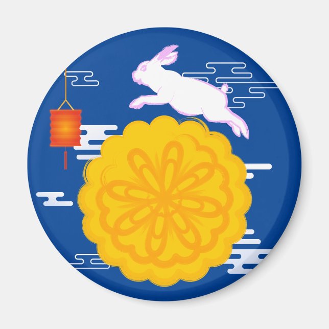 Íman Festa de outono de médio Coelho da Lua Saltando (Frente)