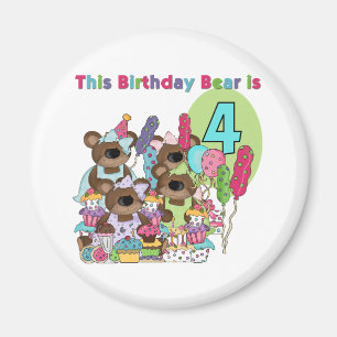 Íman Festa de Urso de Teddy 4º Aniversário Camisetas e 
