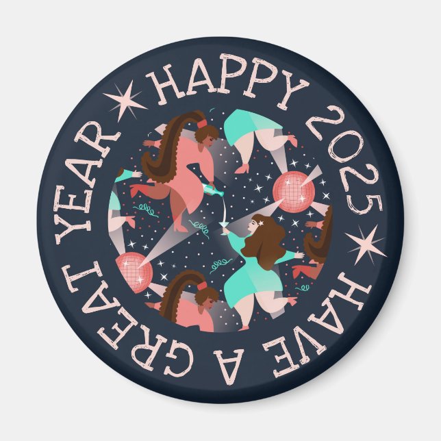 Íman Festa de vamos! Magnet de Ano Novo (Frente)