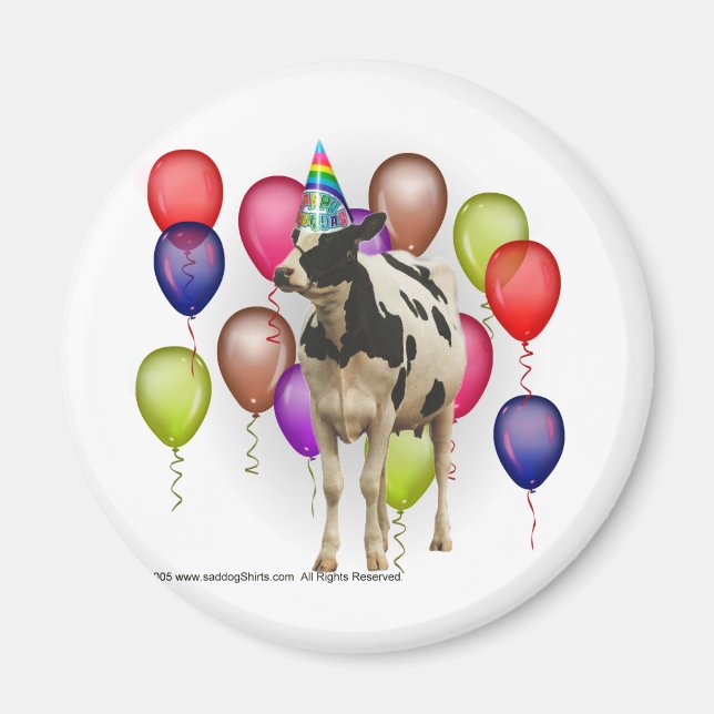 Íman Festa do Tema da Vaca de Aniversário (Frente)
