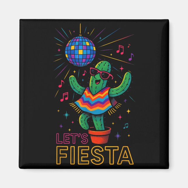Íman Festa engraçada de cacto mexicano cinco de maio va (Frente)