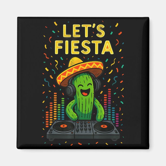 Íman Festa engraçada do cacto mexicano cinco de maio va (Frente)