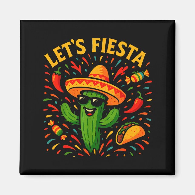 Íman Festa engraçada do cacto mexicano cinco de maio va (Frente)