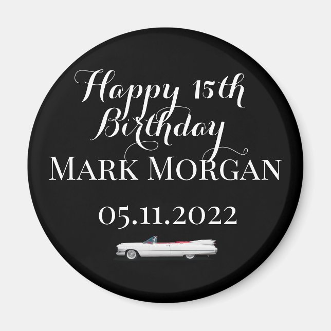 Íman Festa feliz de 15 de aniversário de menino a favor (Frente)