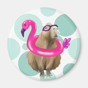 Íman Festa piscina, Capybara Bonita Com Flamingo De Cor