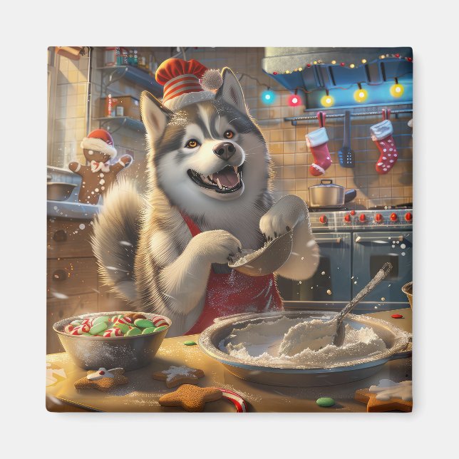 Íman Festas de Natal com Alaskan Malamute: Panificação  (Frente)