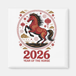 Íman Festivo 2026 Ano do Cavalo Fortuna Cowgirl Lunar R