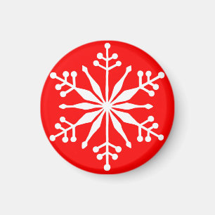 Íman Festivo Floco de neve em um ímã decorativo vermelh